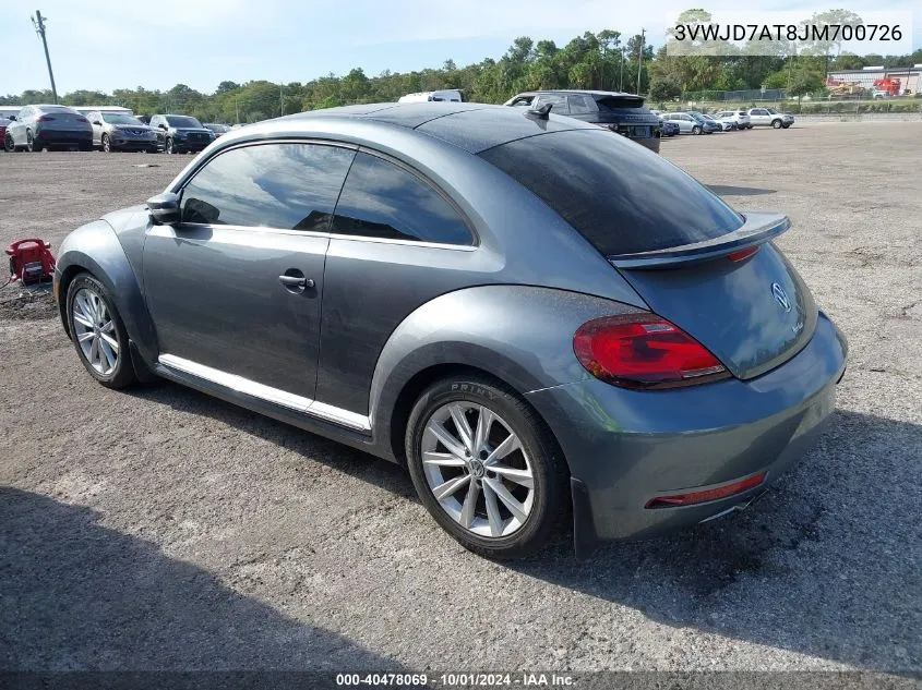 2018 Volkswagen Beetle 2.0T Se VIN: 3VWJD7AT8JM700726 Lot: 40478069