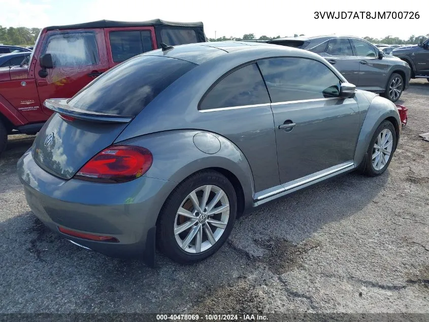 2018 Volkswagen Beetle 2.0T Se VIN: 3VWJD7AT8JM700726 Lot: 40478069