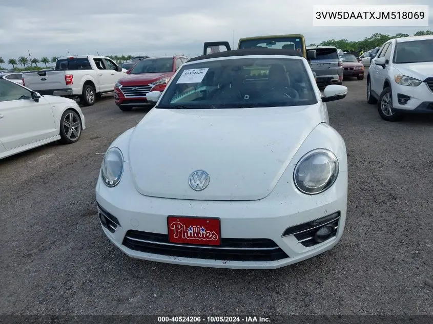 2018 Volkswagen Beetle S/Se/Coast VIN: 3VW5DAATXJM518069 Lot: 40524206