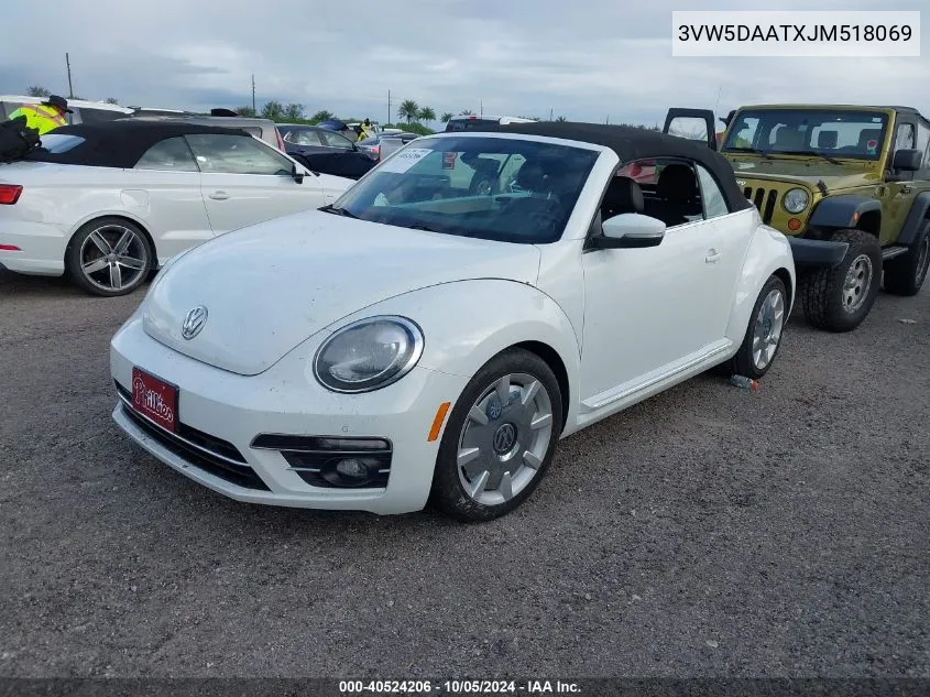 2018 Volkswagen Beetle S/Se/Coast VIN: 3VW5DAATXJM518069 Lot: 40524206