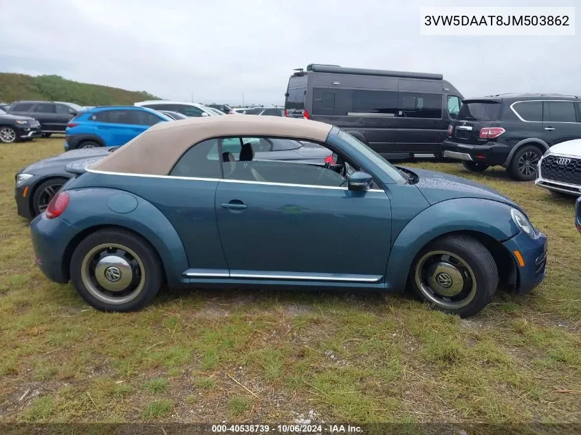 2018 Volkswagen Beetle S/Se/Coast VIN: 3VW5DAAT8JM503862 Lot: 40538739