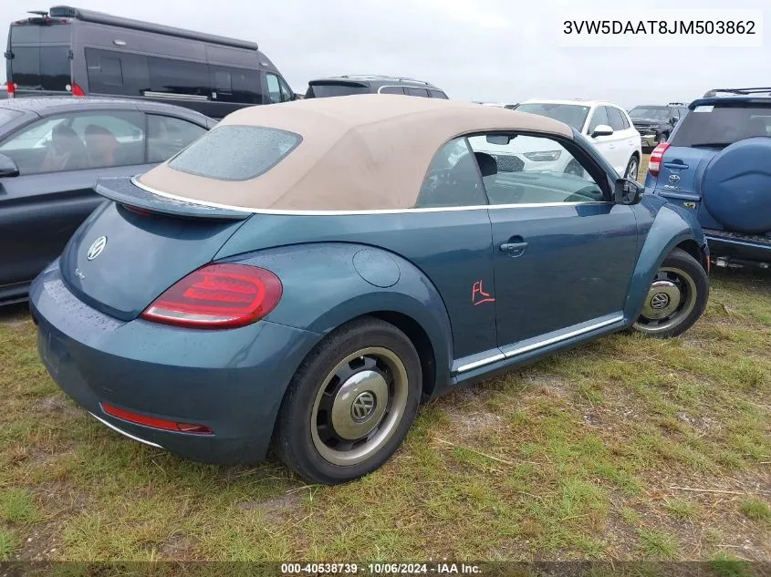 2018 Volkswagen Beetle S/Se/Coast VIN: 3VW5DAAT8JM503862 Lot: 40538739