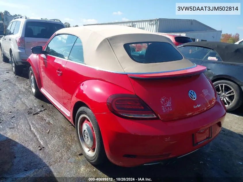 2018 Volkswagen Beetle 2.0T Coast/2.0T S/2.0T Se VIN: 3VW5DAAT3JM502814 Lot: 40699512