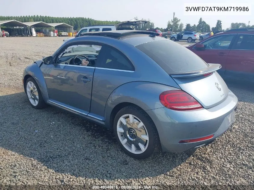 2019 Volkswagen Beetle 2.0T Final Edition Se/2.0T Final Edition Sel/2.0T S VIN: 3VWFD7AT9KM719986 Lot: 40045575