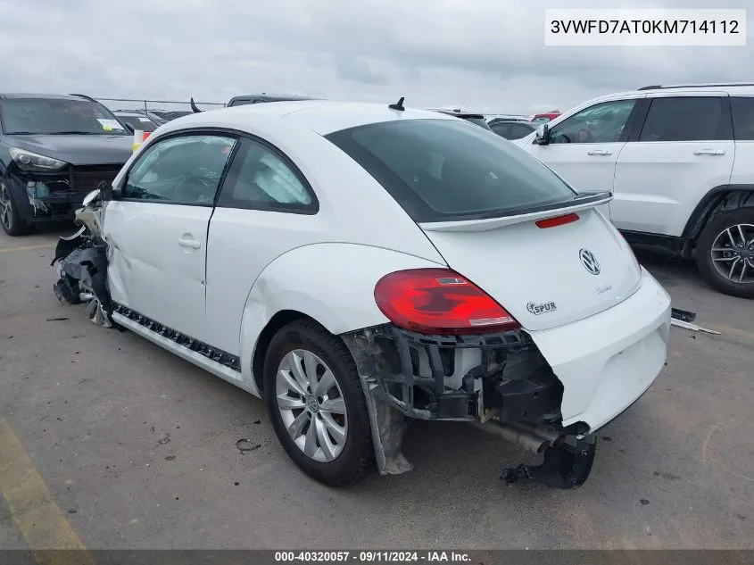 2019 Volkswagen Beetle S/Final Edition Se/Final VIN: 3VWFD7AT0KM714112 Lot: 40320057