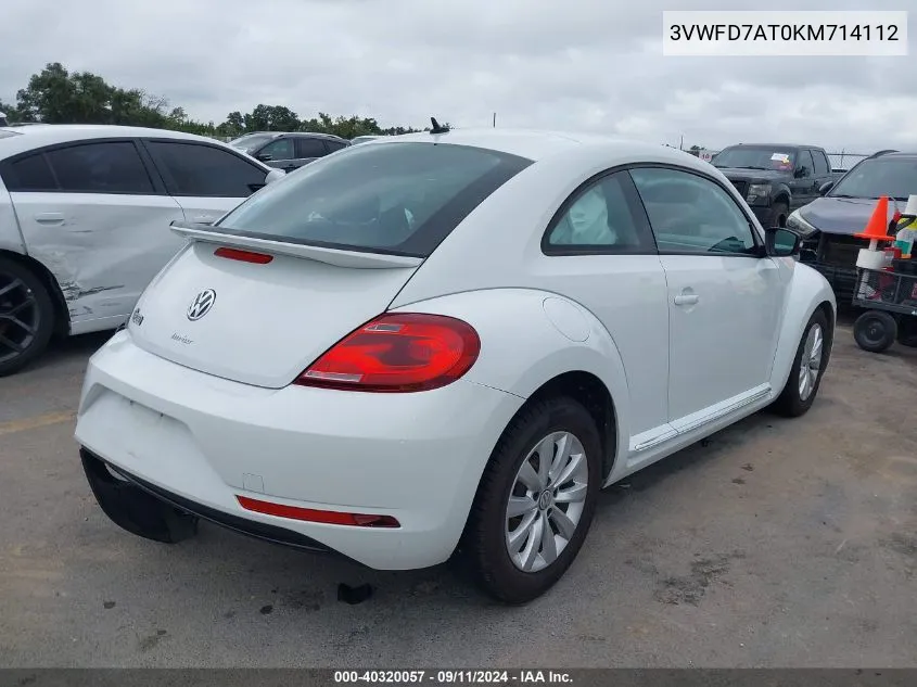 2019 Volkswagen Beetle S/Final Edition Se/Final VIN: 3VWFD7AT0KM714112 Lot: 40320057