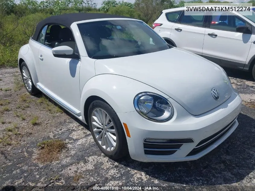 2019 Volkswagen Beetle 2.0T Final Edition Se/2.0T Final Edition Sel/2.0T S/2.0T Se VIN: 3VW5DAAT1KM512274 Lot: 40501910