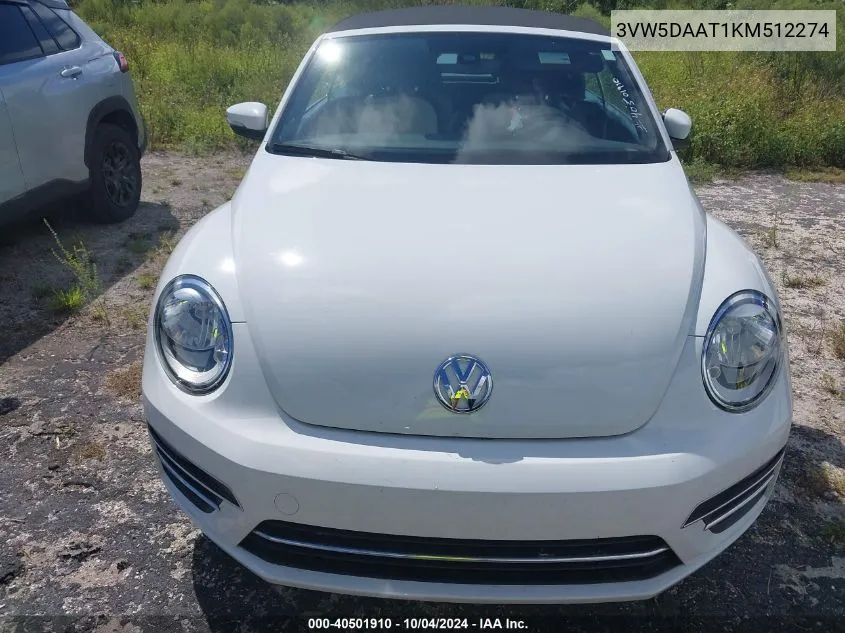 2019 Volkswagen Beetle 2.0T Final Edition Se/2.0T Final Edition Sel/2.0T S/2.0T Se VIN: 3VW5DAAT1KM512274 Lot: 40501910