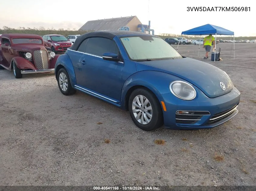 2019 Volkswagen Beetle 2.0T Final Edition Se/2.0T Final Edition Sel/2.0T S/2.0T Se VIN: 3VW5DAAT7KM506981 Lot: 40541168