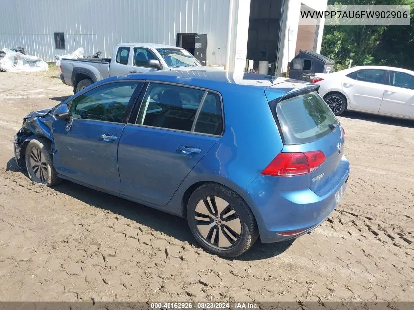 2015 Volkswagen E-Golf Sel Premium VIN: WVWPP7AU6FW902906 Lot: 40162926