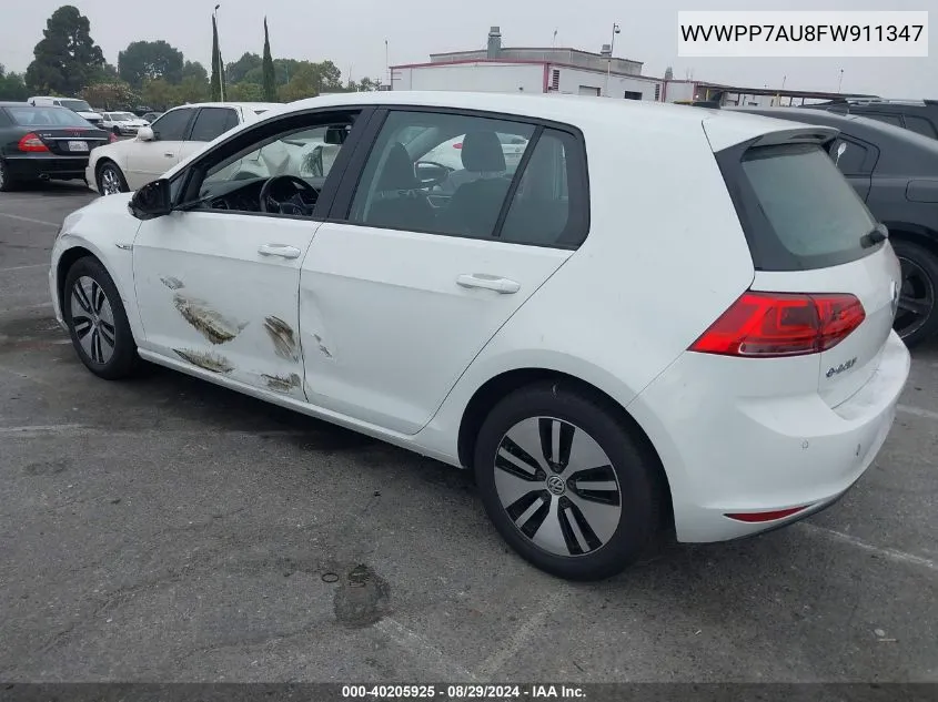 2015 Volkswagen E-Golf Sel Premium VIN: WVWPP7AU8FW911347 Lot: 40205925