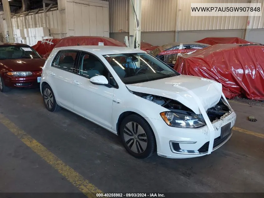 WVWKP7AU5GW907848 2016 Volkswagen E-Golf Se