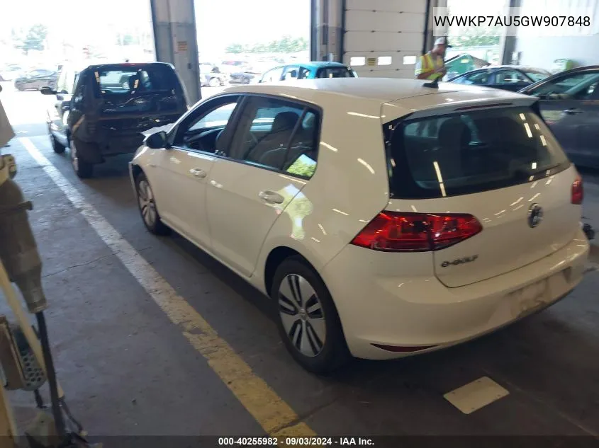 WVWKP7AU5GW907848 2016 Volkswagen E-Golf Se