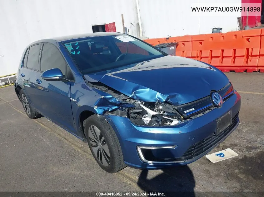 2016 Volkswagen E-Golf Se VIN: WVWKP7AU0GW914898 Lot: 40416052