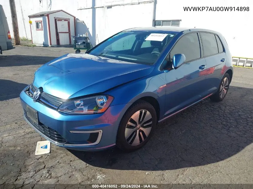 WVWKP7AU0GW914898 2016 Volkswagen E-Golf Se