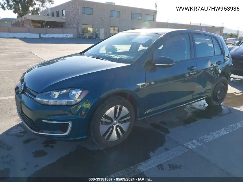 WVWKR7AU7HW953936 2017 Volkswagen E-Golf Se