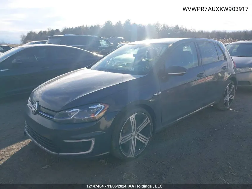 2019 Volkswagen E-Golf VIN: WVWPR7AUXKW903917 Lot: 12147464