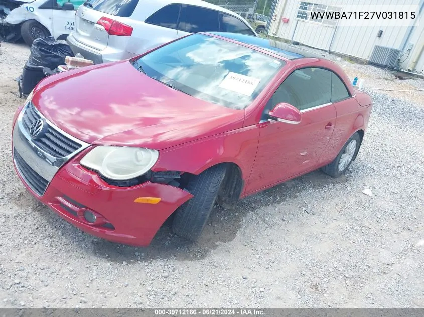 WVWBA71F27V031815 2007 Volkswagen Eos 2.0T