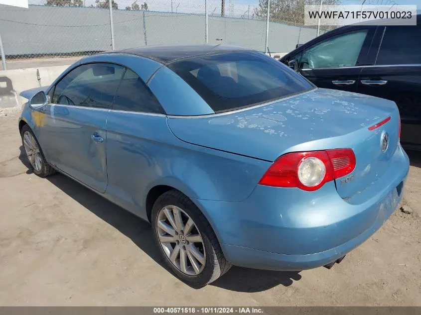 2007 Volkswagen Eos 2.0T Luxury VIN: WVWFA71F57V010023 Lot: 40571518