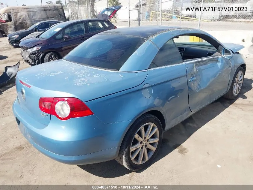 2007 Volkswagen Eos 2.0T Luxury VIN: WVWFA71F57V010023 Lot: 40571518