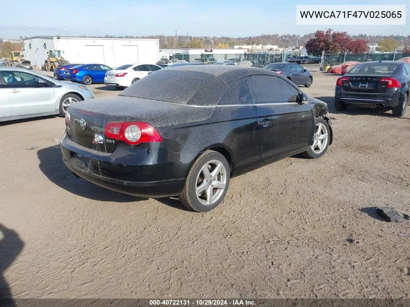 2007 Volkswagen Eos 2.0T VIN: WVWCA71F47V025065 Lot: 40722131