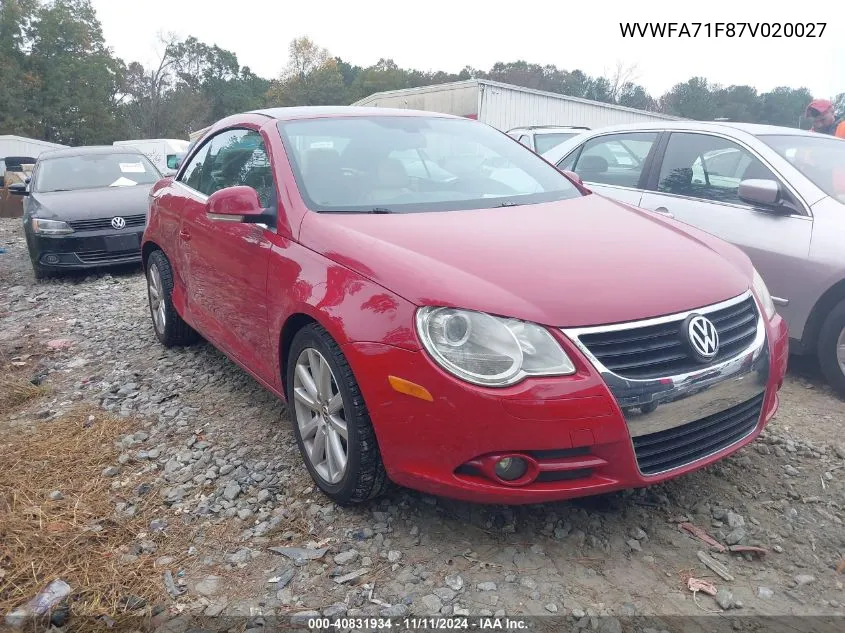 2007 Volkswagen Eos 2.0T VIN: WVWFA71F87V020027 Lot: 40831934