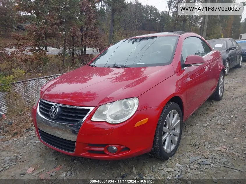 2007 Volkswagen Eos 2.0T VIN: WVWFA71F87V020027 Lot: 40831934