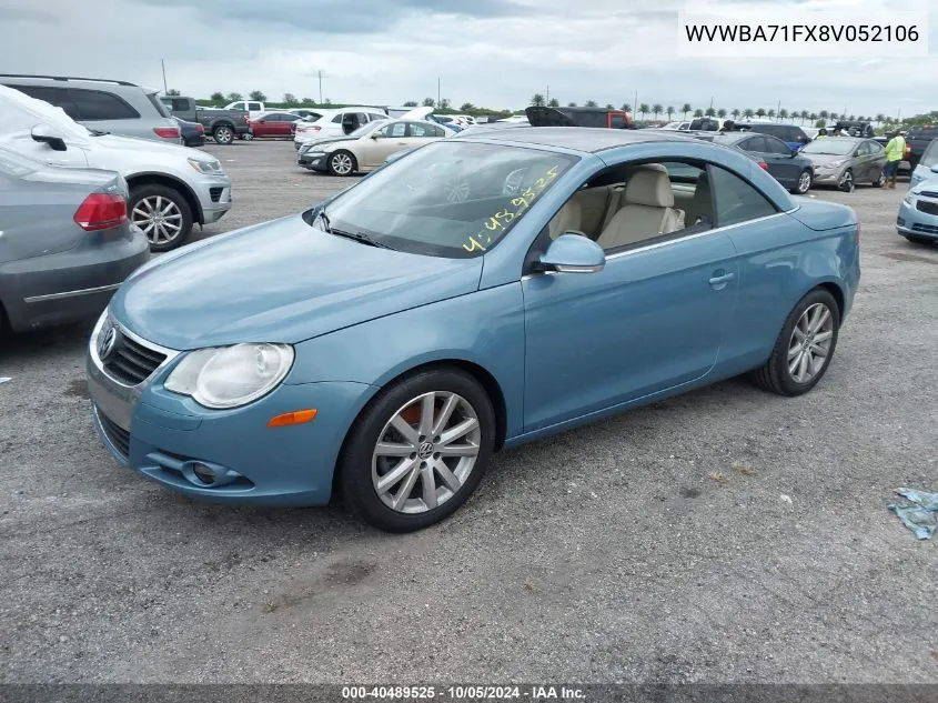 2008 Volkswagen Eos Komfort/Turbo VIN: WVWBA71FX8V052106 Lot: 40489525