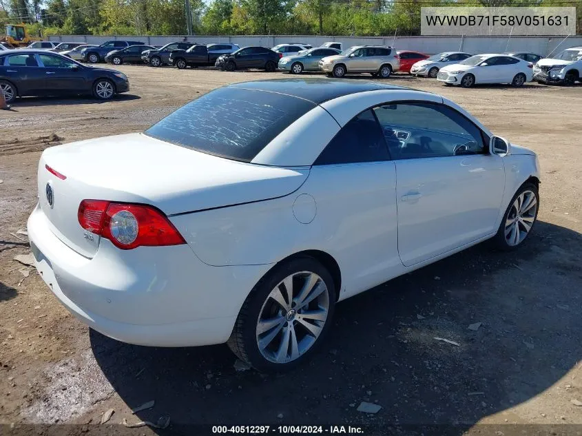 2008 Volkswagen Eos Vr6 VIN: WVWDB71F58V051631 Lot: 40512297