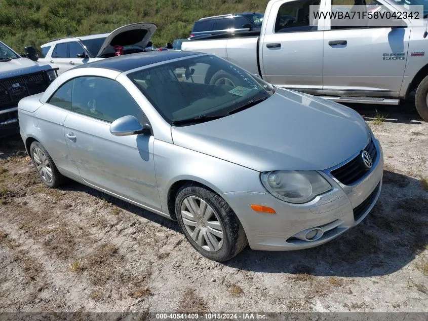 2008 Volkswagen Eos Turbo VIN: WVWBA71F58V042342 Lot: 40541409