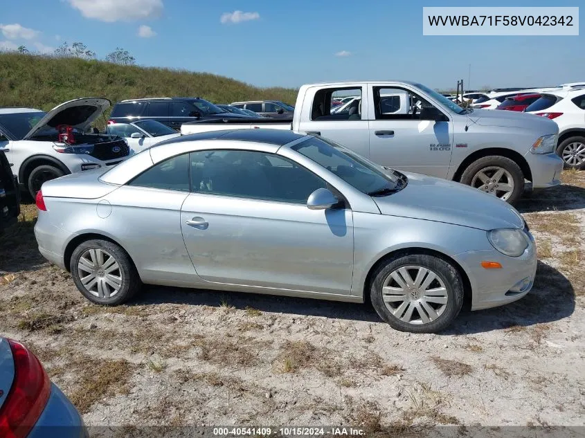 2008 Volkswagen Eos Turbo VIN: WVWBA71F58V042342 Lot: 40541409