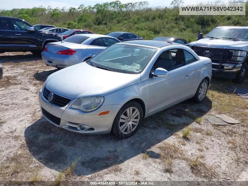 2008 Volkswagen Eos Turbo VIN: WVWBA71F58V042342 Lot: 40541409