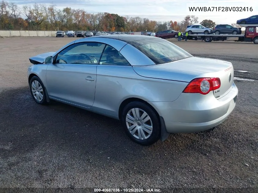 2008 Volkswagen Eos Turbo VIN: WVWBA71F28V032416 Lot: 40687036