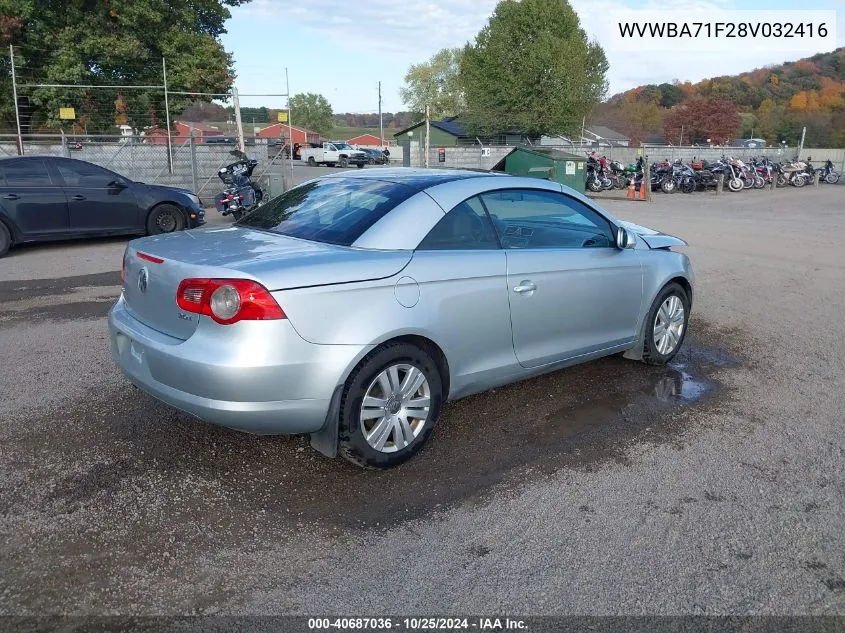 2008 Volkswagen Eos Turbo VIN: WVWBA71F28V032416 Lot: 40687036