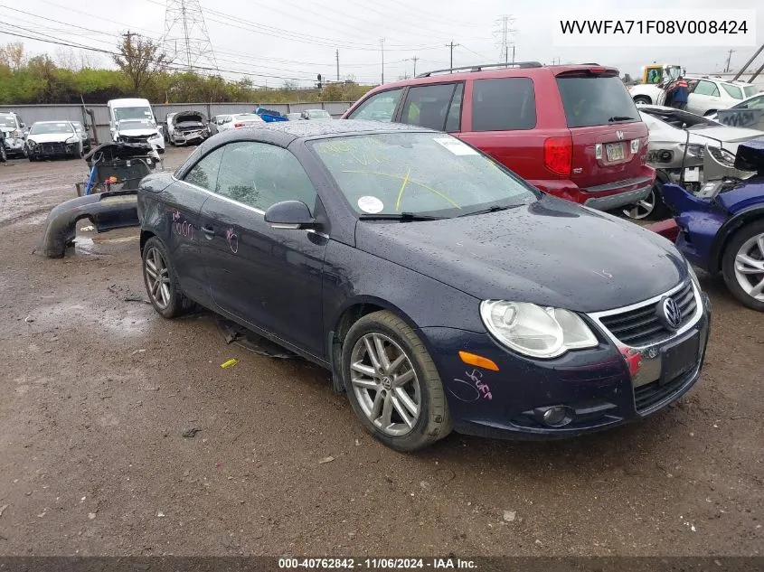 2008 Volkswagen Eos Lux VIN: WVWFA71F08V008424 Lot: 40762842