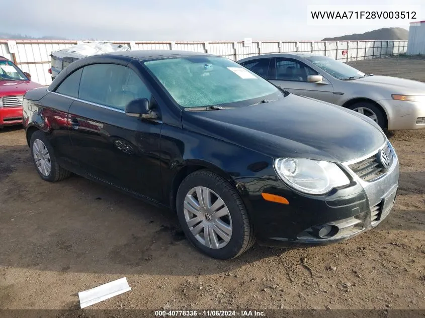 2008 Volkswagen Eos Komfort/Turbo VIN: WVWAA71F28V003512 Lot: 40778336