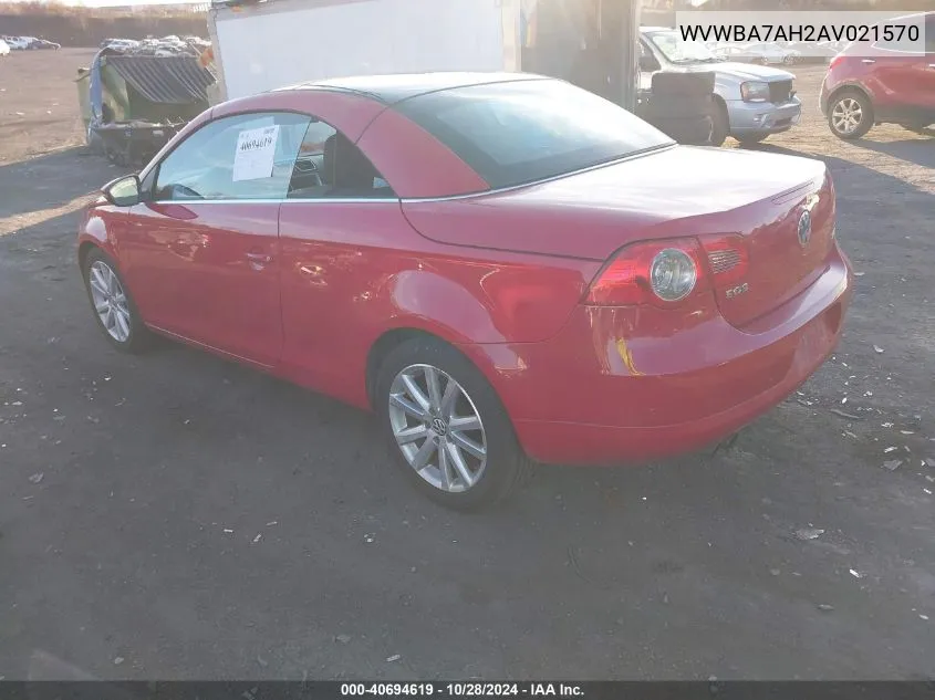 2010 Volkswagen Eos Komfort VIN: WVWBA7AH2AV021570 Lot: 40694619