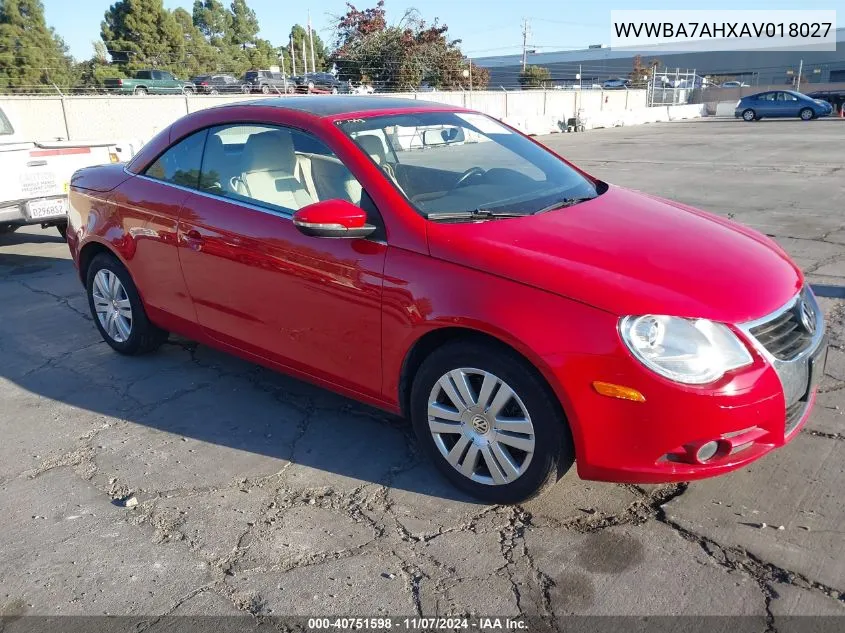 2010 Volkswagen Eos Komfort VIN: WVWBA7AHXAV018027 Lot: 40751598