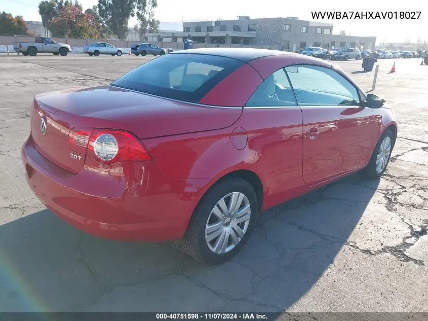 2010 Volkswagen Eos Komfort VIN: WVWBA7AHXAV018027 Lot: 40751598