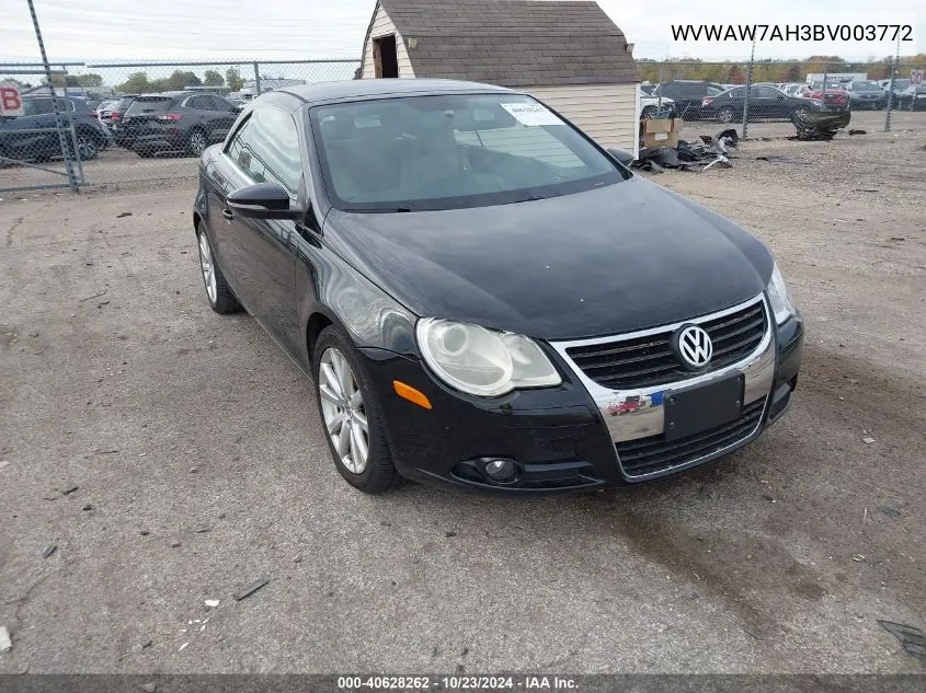 2011 Volkswagen Eos Komfort VIN: WVWAW7AH3BV003772 Lot: 40628262