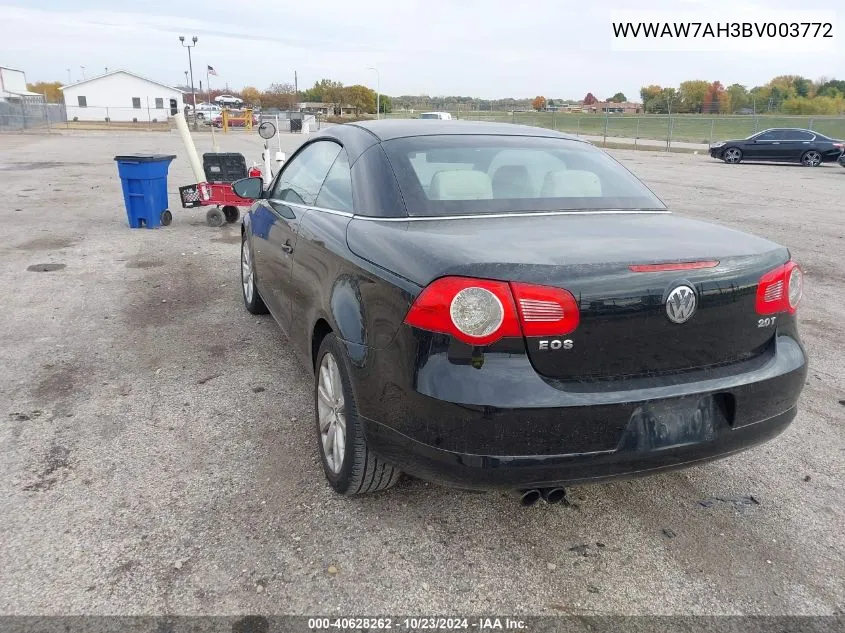 2011 Volkswagen Eos Komfort VIN: WVWAW7AH3BV003772 Lot: 40628262