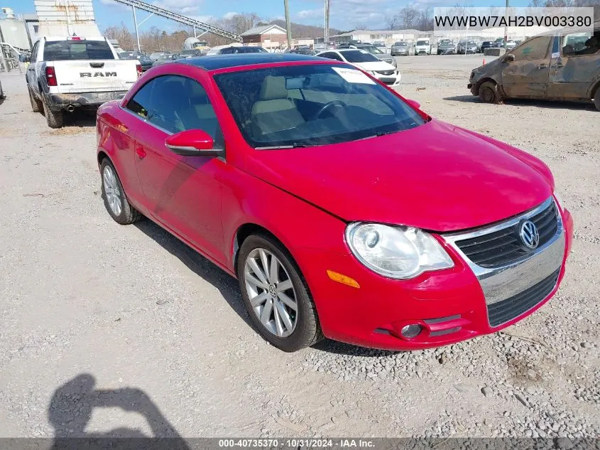 2011 Volkswagen Eos Komfort VIN: WVWBW7AH2BV003380 Lot: 40735370