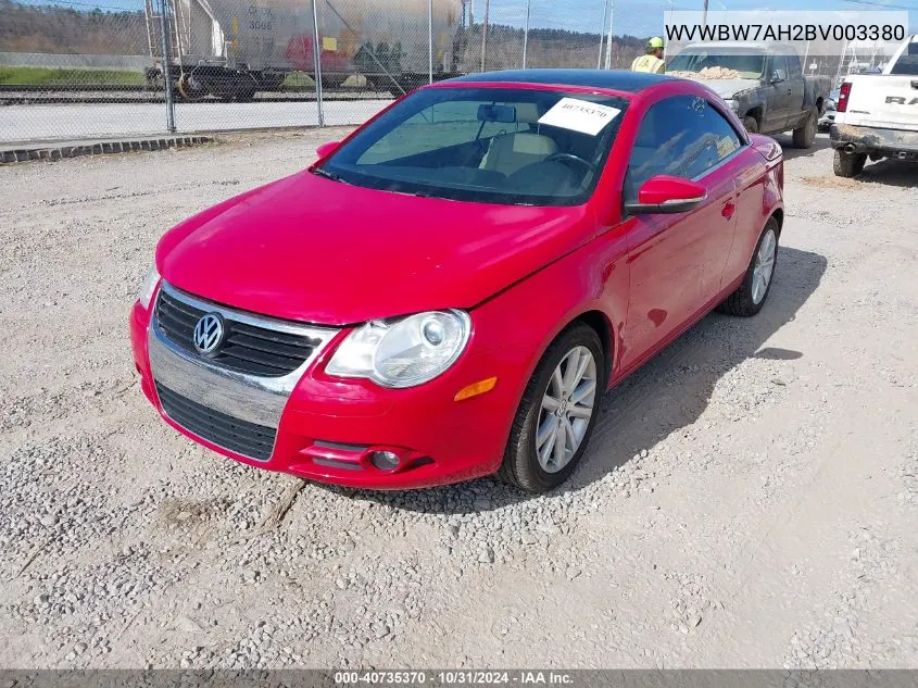 2011 Volkswagen Eos Komfort VIN: WVWBW7AH2BV003380 Lot: 40735370