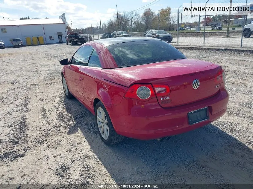 2011 Volkswagen Eos Komfort VIN: WVWBW7AH2BV003380 Lot: 40735370