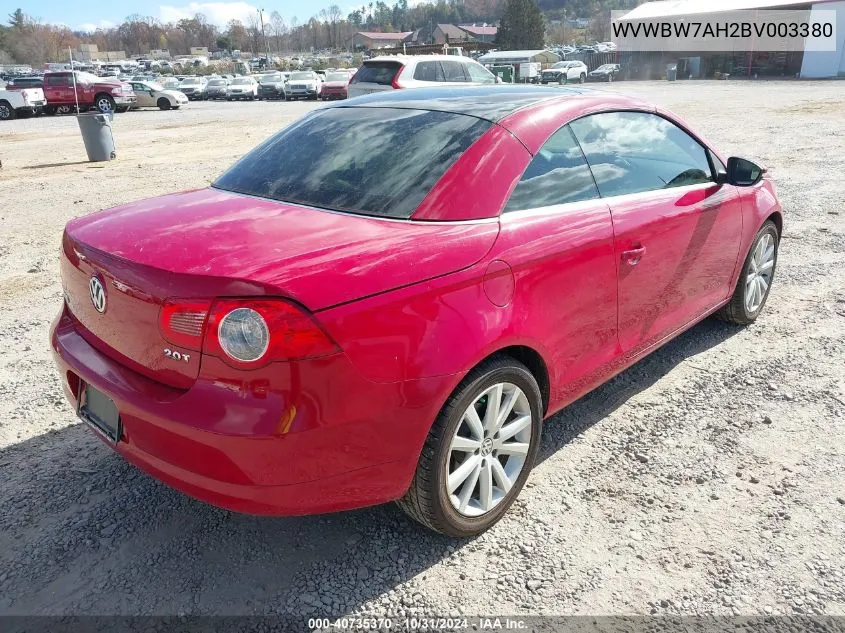 2011 Volkswagen Eos Komfort VIN: WVWBW7AH2BV003380 Lot: 40735370