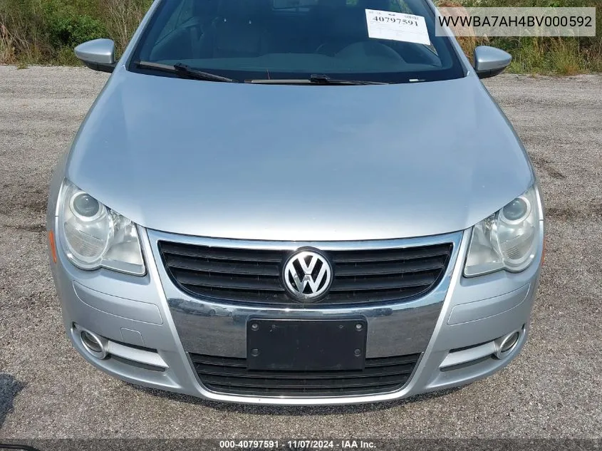 2011 Volkswagen Eos Komfort VIN: WVWBA7AH4BV000592 Lot: 40797591