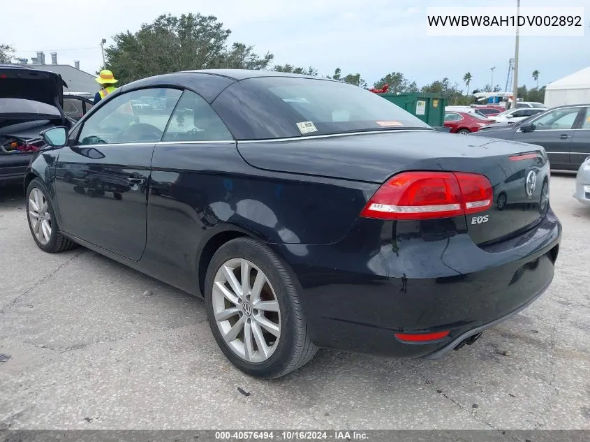 2013 Volkswagen Eos Komfort VIN: WVWBW8AH1DV002892 Lot: 40576494