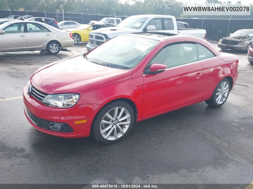 2014 Volkswagen Eos Komfort VIN: WVWBW8AH6EV002078 Lot: 40475015