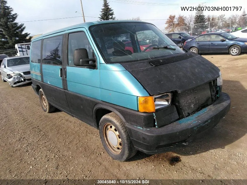 1992 Volkswagen Eurovan Cl VIN: WV2HC0703NH001797 Lot: 30045840