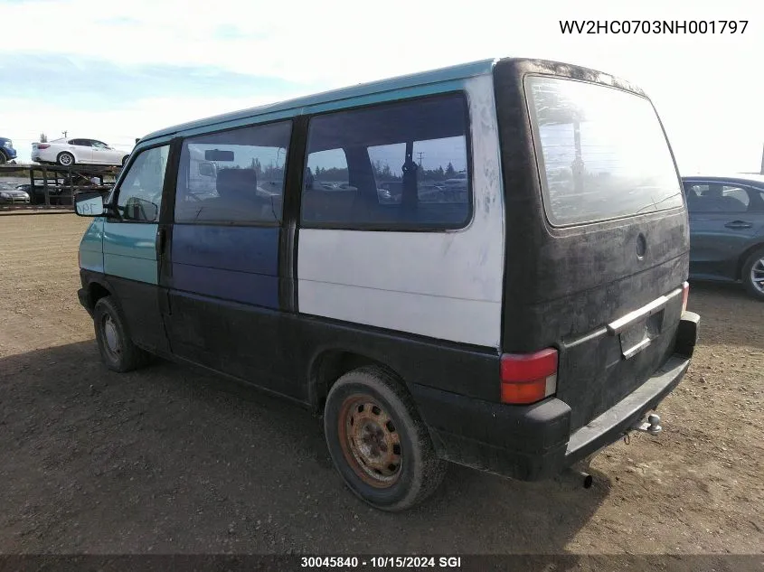 1992 Volkswagen Eurovan Cl VIN: WV2HC0703NH001797 Lot: 30045840